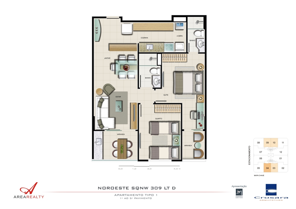 Planta do Apartamento Tipo 1