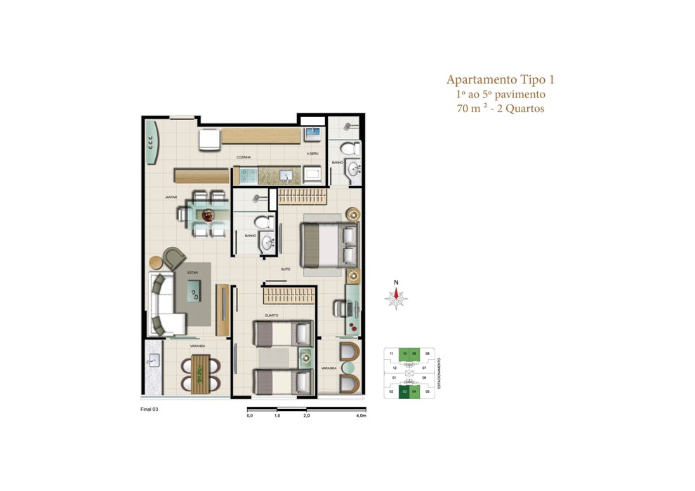 Planta do Apartamento Tipo 1