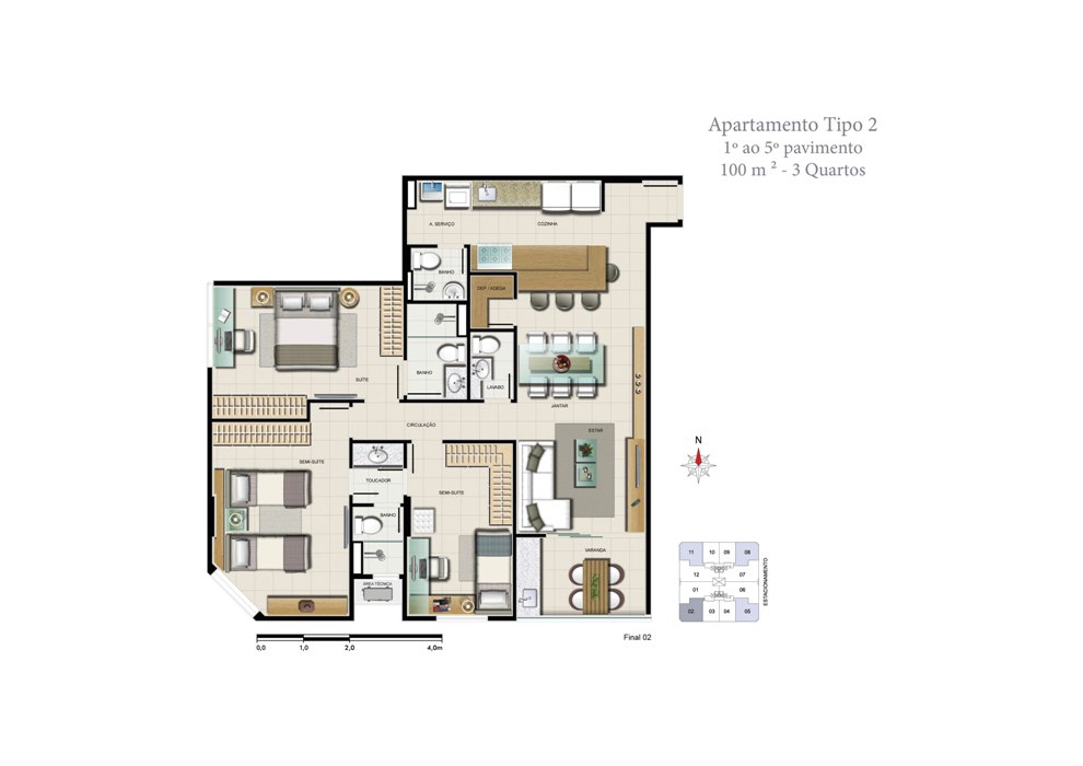 Planta do apartamento tipo 2