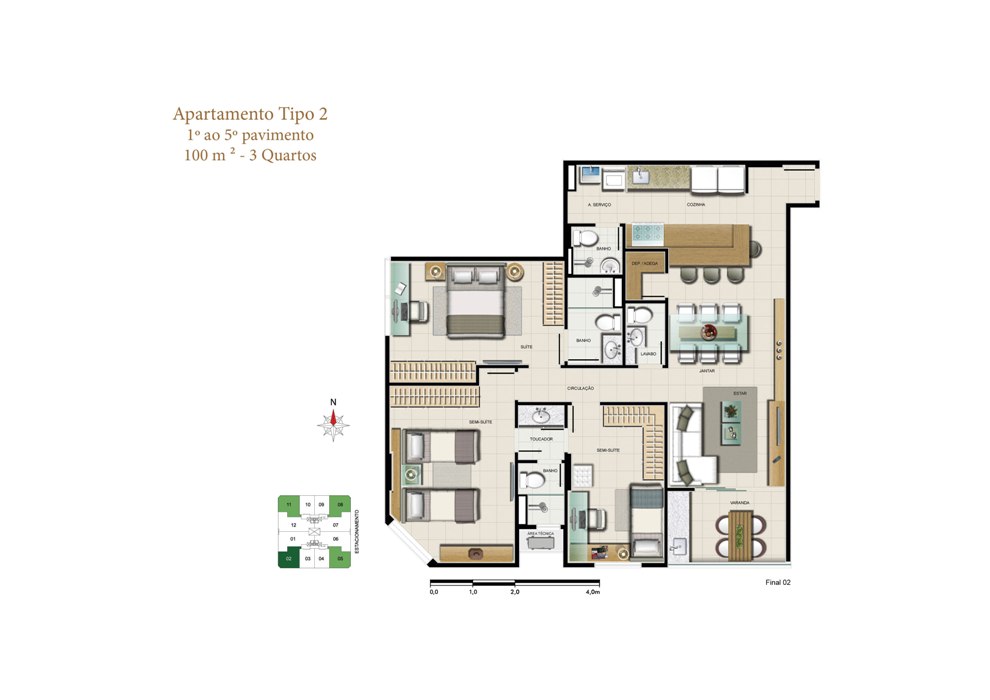 Planta do Apartamento Tipo 2