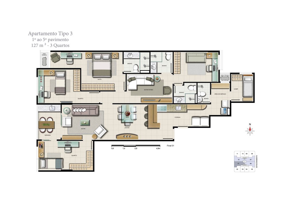 Planta do apartamento tipo 3