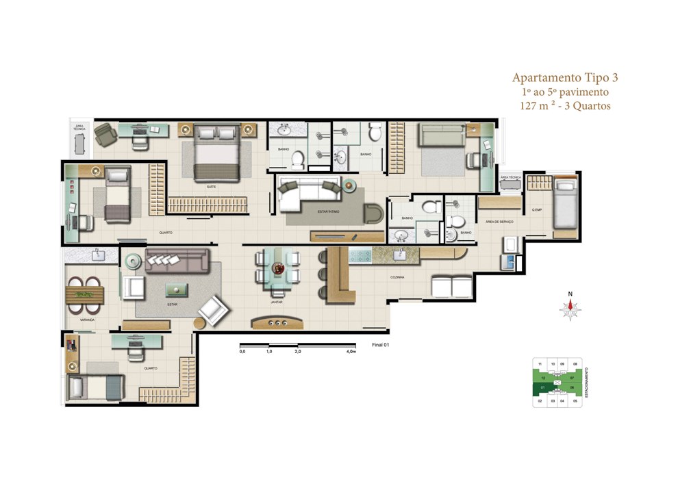 Planta do Apartamento Tipo 3